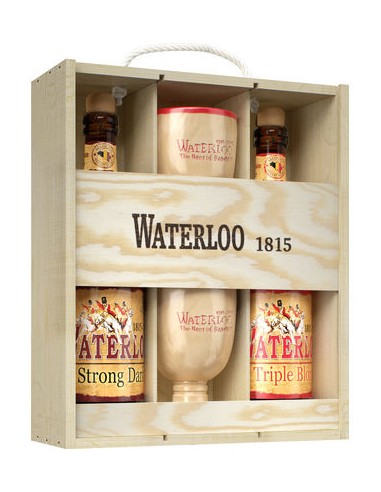 COFFRET WATERLOO 8° 2X75CL + 2 CALICES