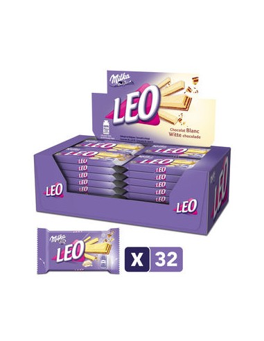 MILKA LEO GAUFRETTES AU CHOCOLAT BLANC 33,3GR - 1x32 pcs