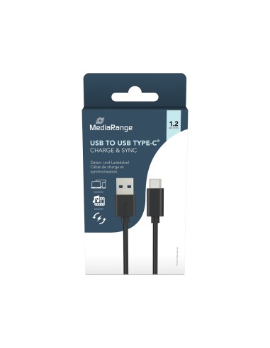 MEDIARANGE CHARGE AND DATA CABLE 1,2M MRCS160 USB 3.0 TYPE C BLACK