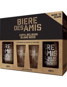 COFFRET BIERE DES AMIS OW 2X66CL + 4 VERRES 17CL-1x