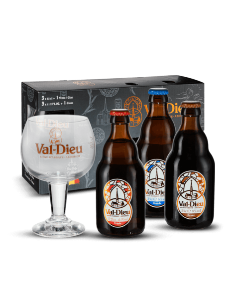 COFFRET VAL DIEU 3X33CL+1 VERRE-1X