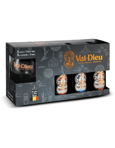 COFFRET VAL DIEU 3X33CL+1 VERRE-1X