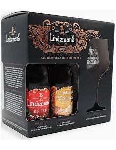Coffret Lindemans 4 bières +verre en cristal-1X