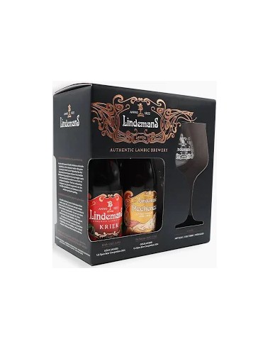 Coffret Lindemans 4 bières +verre en cristal