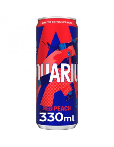 AQUARIUS RED PEACH SLEEK CANS 33CL-1X24PCS